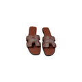 Hermès Hermes Box Calfskin Oran Sandal Rouge Tomette - Brown studded