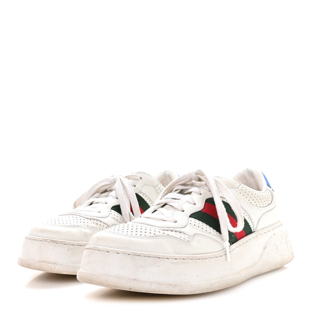 GUCCI CALFSKIN CROCODILE WEB ACE SNEAKERS WHITE BEIGE & GG MONOGRAM