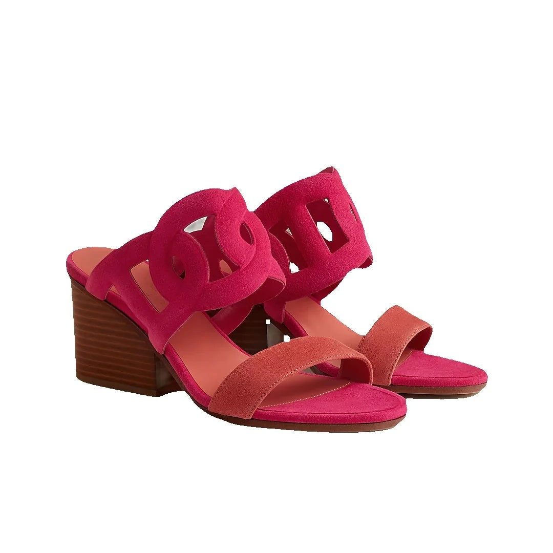 Hermès Lipari 70 Sandal Beige - Pink/Red