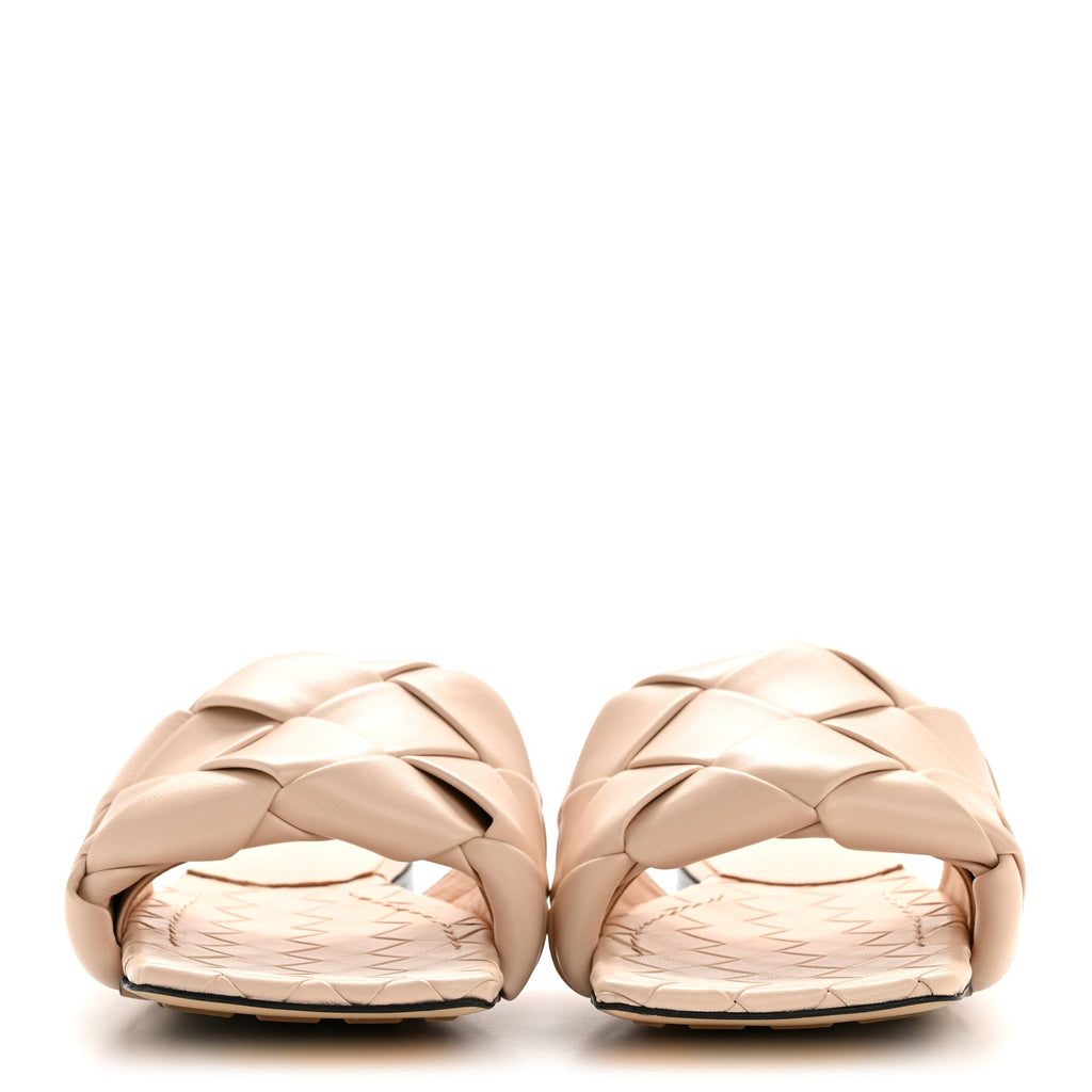 BOTTEGA VENETA NAPPA MAXI INTRECCIATO LIDO FLAT SANDALS BANDAGE PINK