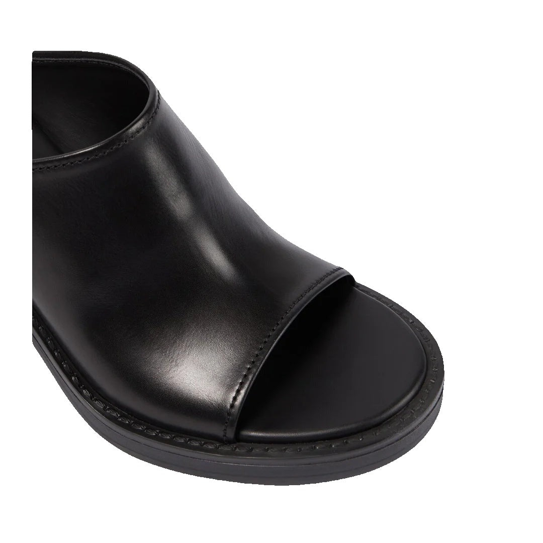 Miu Miu Foule Leather Mules Coffee - Black