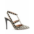 Valentino Garavani Rockstud Suede Pumps 100mm - Black/White Houndstooth