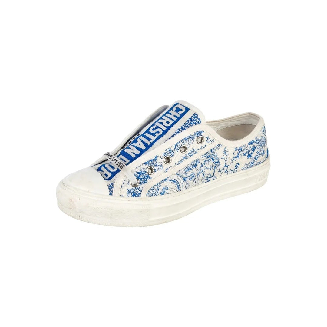 Christian Dior Walk'N'Dior Macro Houndstooth Sneakers - Blue/White Toile