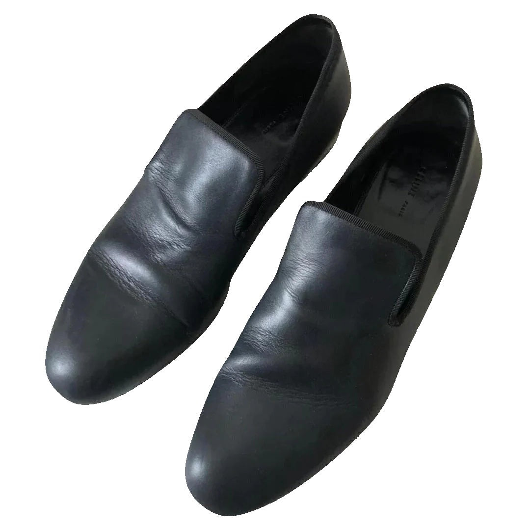 Celine Elegant Leather Flats Buff - Black
