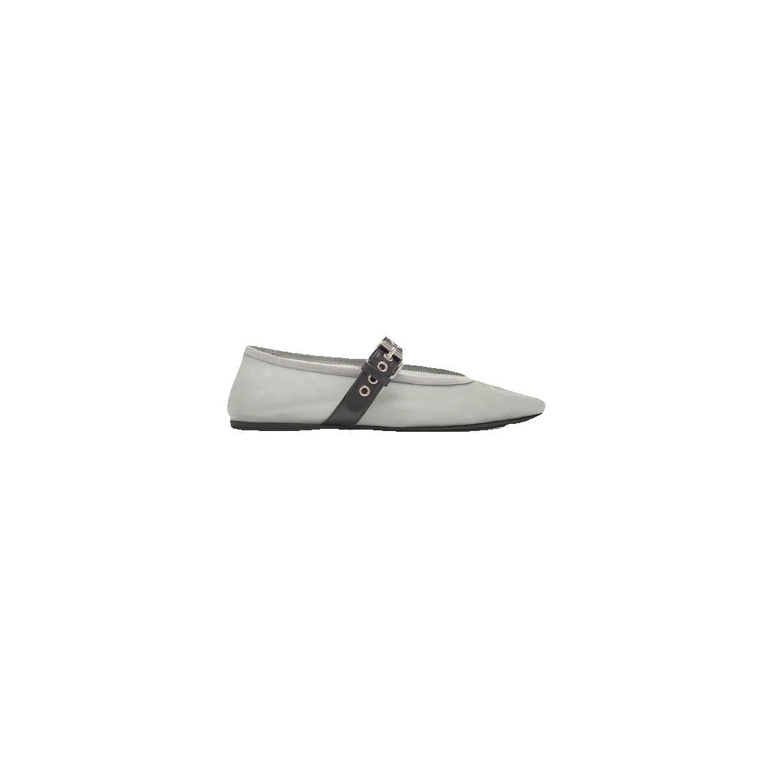 Miu Miu Calfskin Mary Jane Ballerina Flat - Gray