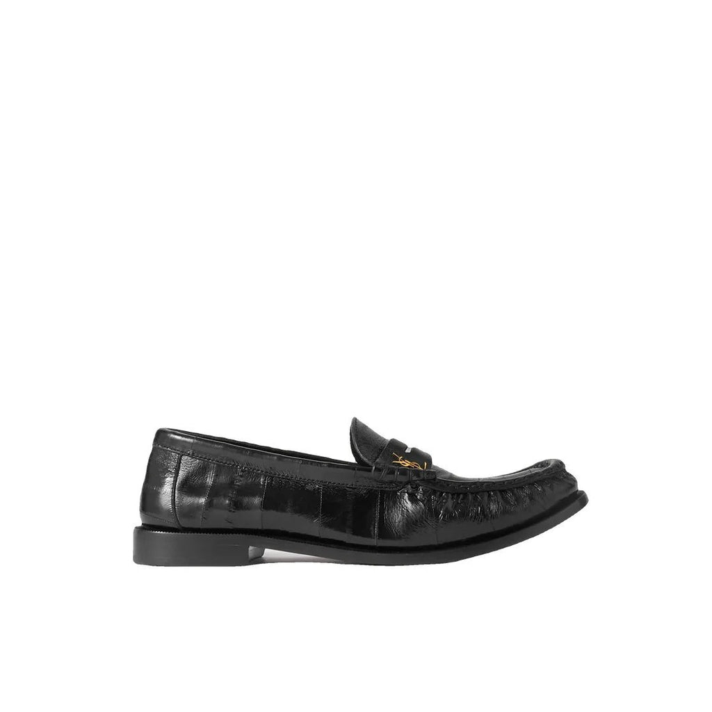 Saint Laurent Pointed-Toe Leather Loafers - Black