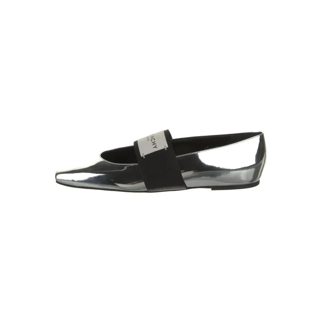 Givenchy Sliced Square Mary Jane Flats - Silver