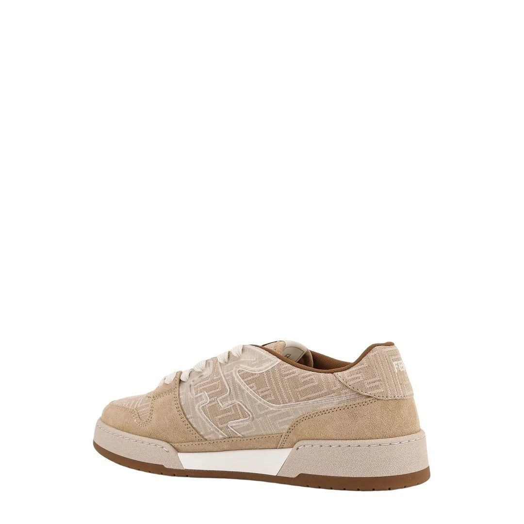 Fendi Match FF Leather Low-Top Sneakers - Beige
