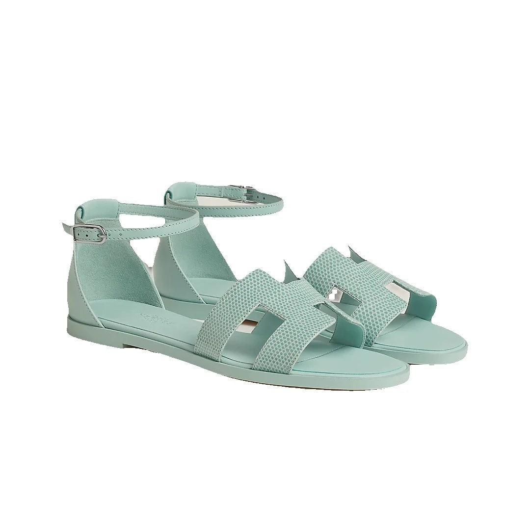 Hermès Hermes Epsom Santorini Sandal Rose Porcelaine - Mint Green