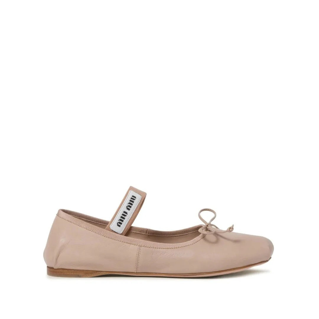 Miu Miu Embroidered Mesh Ballerinas - Pink/Nude