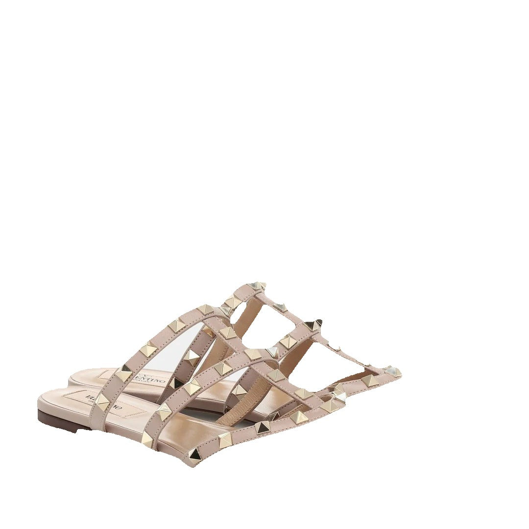 Valentino Garavani Rockstud Patent Leather Slingback - White/Ivory