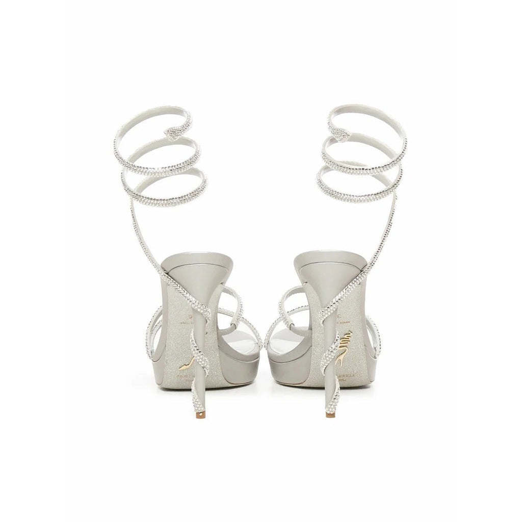 René Caovilla Margot Platform Sandal With Butterflies 120 - Silver (no butterflies)