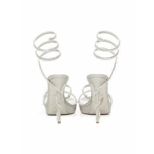 René Caovilla Margot Platform Sandal With Butterflies 120 - Silver (no butterflies)