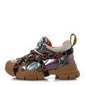 GUCCI FLASHTREK MESH CALFSKIN REMOVABLE CRYSTALS SNEAKERS WHITE