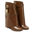 Givenchy Shark Lock Boots in Leather - Brown
