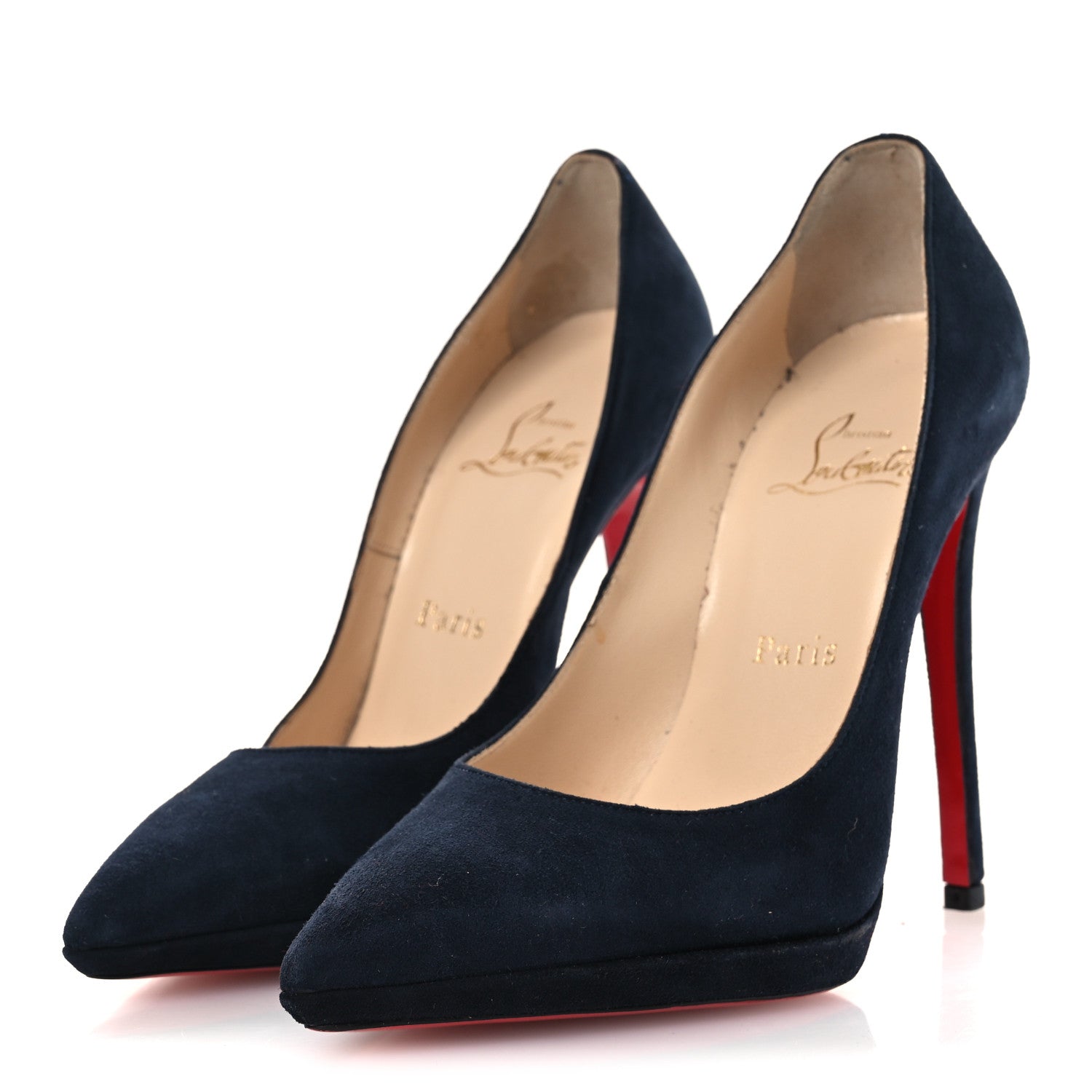 CHRISTIAN LOUBOUTIN 85MM SPORTY KATE SUEDE SOLE PUMPS NAVY