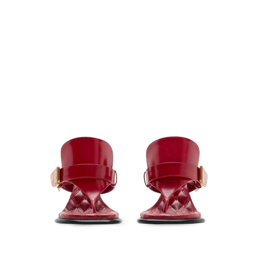 Burberry Ronda Leather Thong Sandals - Red