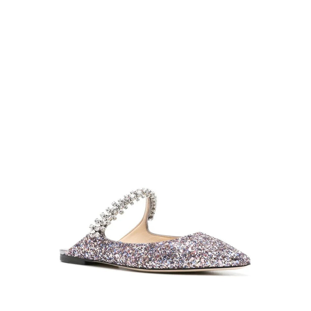 Jimmy Choo Bing 65 Suede Crystal Mules - Pink/Purple Glitter