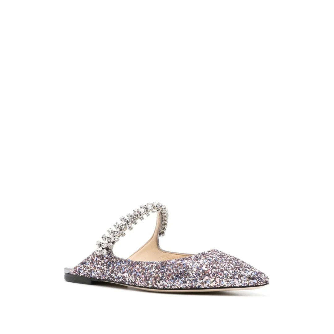 Jimmy Choo Bing 65 Suede Crystal Mules - Pink/Purple Glitter