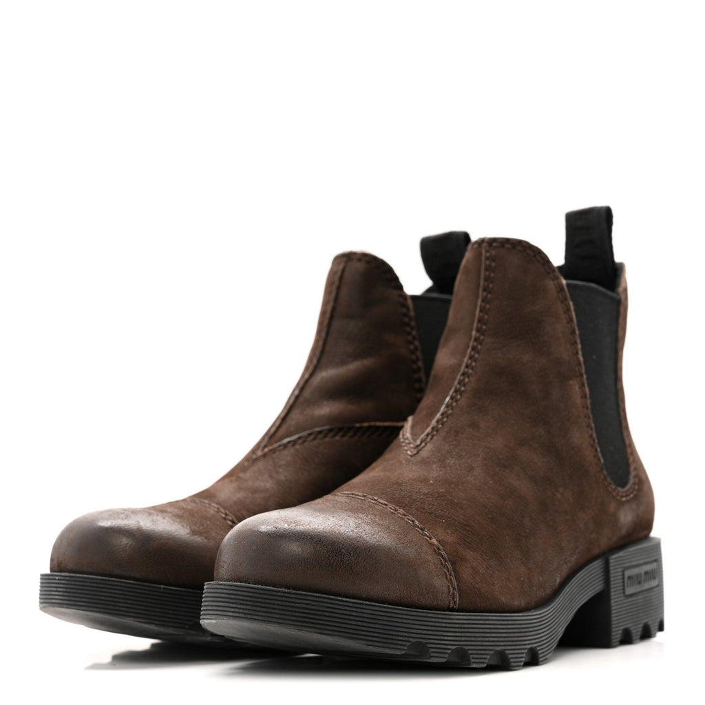 SAINT LAURENT WYATT SUEDE CHELSEA BOOTS BROWN