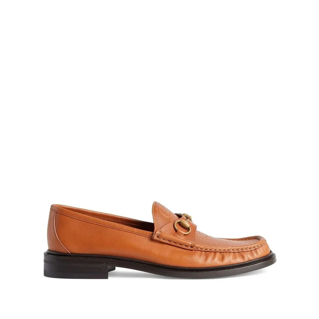 Gucci Edgar Horsebit-Embellished Leather Loafers - Tan/Orange