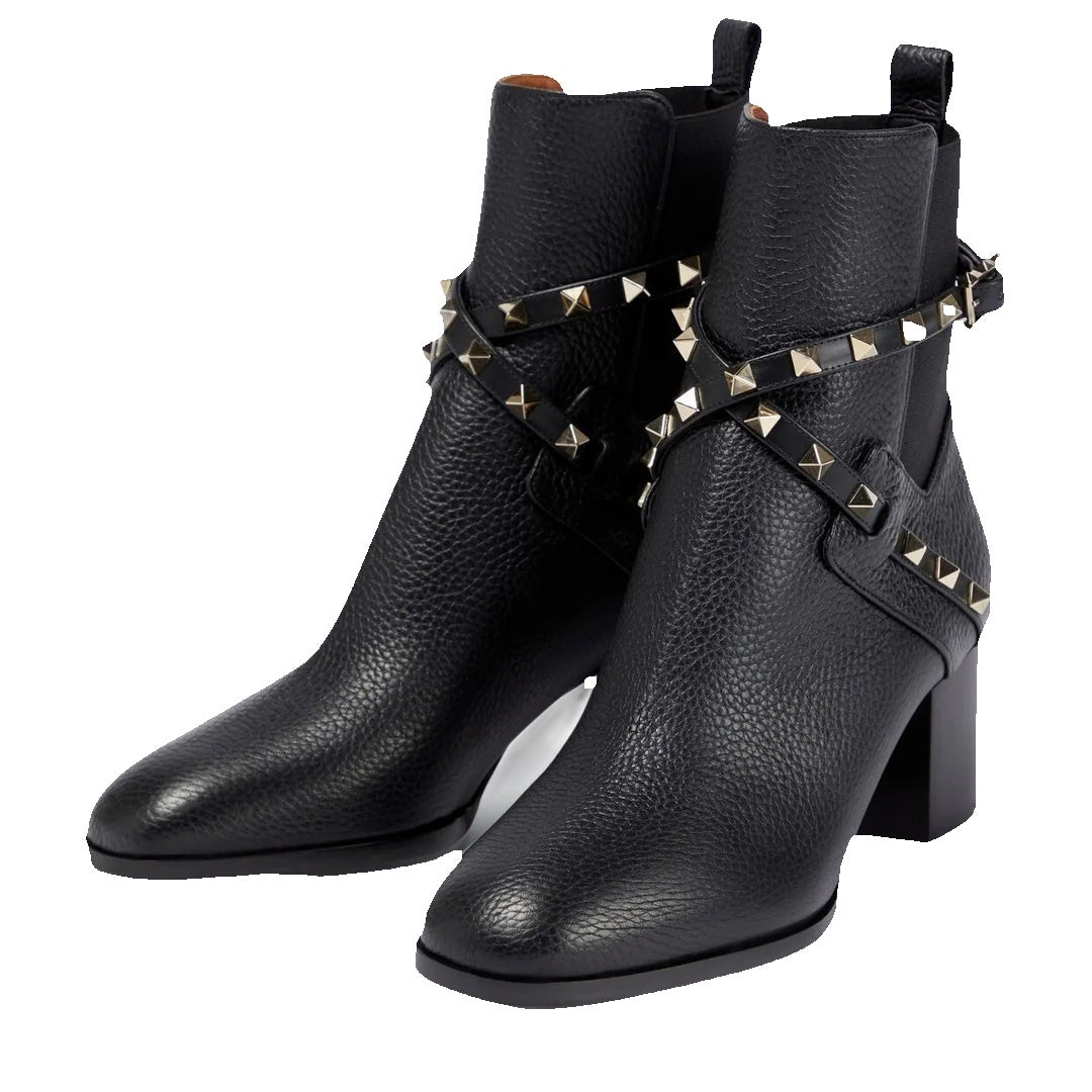 Valentino Garavani Rockstud Leather Chelsea Boots - Black