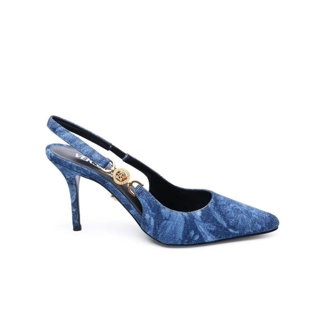 Versace Printed Pumps - Blue Denim
