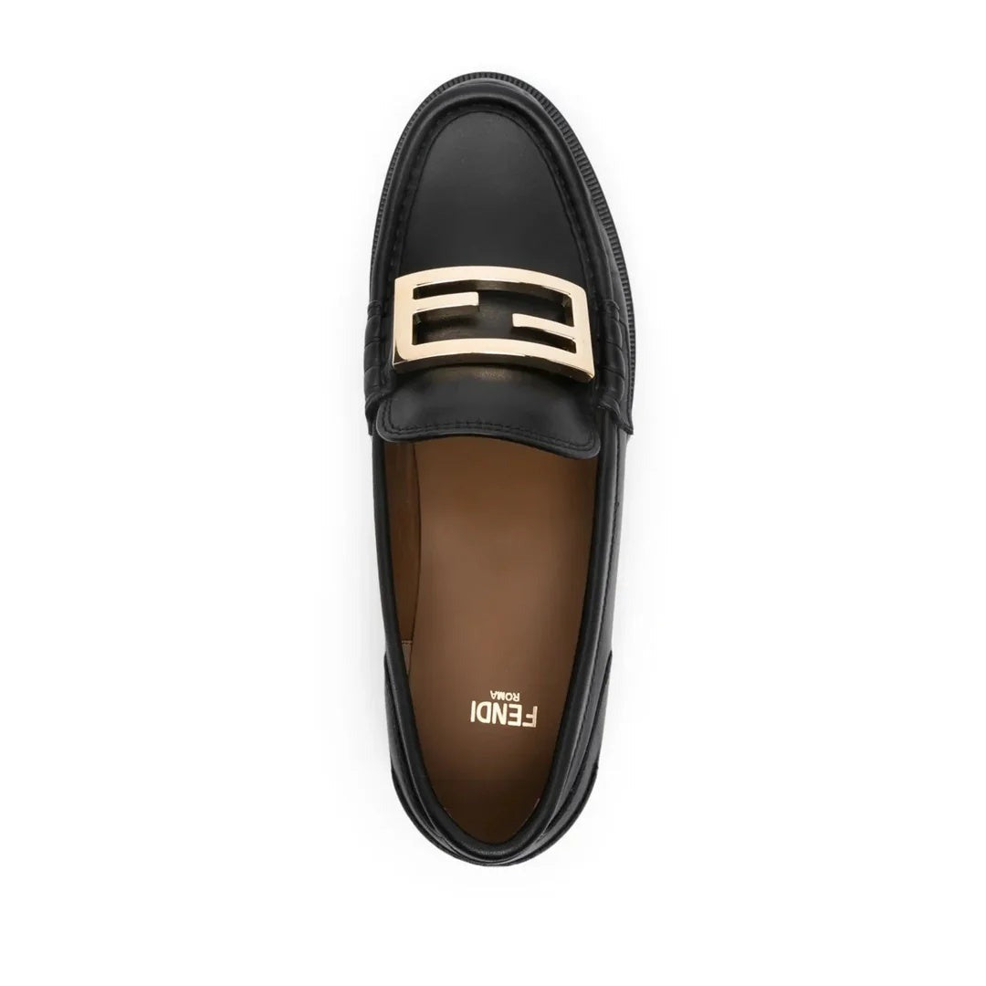 Fendi FF Logo Ruched Loafers - Black