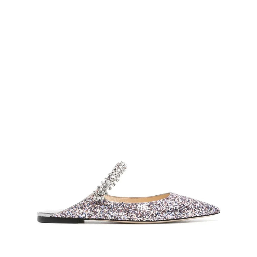 Jimmy Choo Bing 65 Suede Crystal Mules - Pink/Purple Glitter