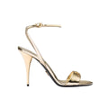 Prada Leather Sandals Block Heel Open Toe - Gold