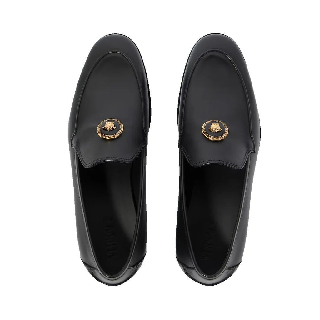 Versace Medusa Calf Leather Loafers - Black