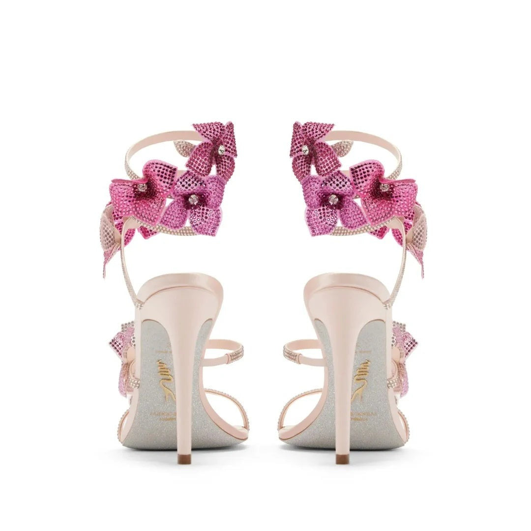 René Caovilla Floriane Sandal Blue Lace - Pink