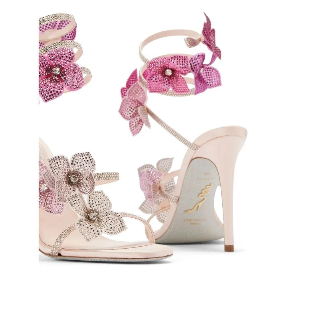 René Caovilla Floriane Sandal Blue Lace - Pink