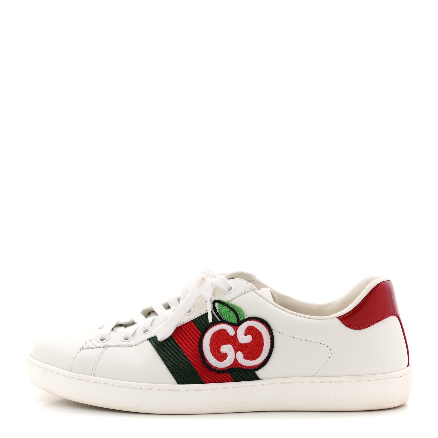 GUCCI CALFSKIN CROCODILE WEB ACE SNEAKERS WHITE GREEN