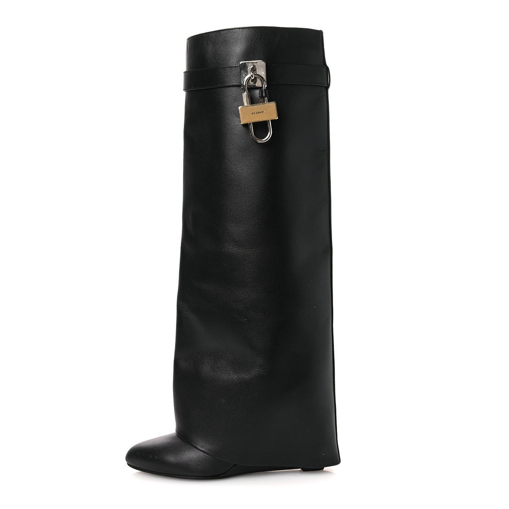 GIVENCHY BOX CALFSKIN SHARK LOCK PANT BOOT NATURAL BLACK
