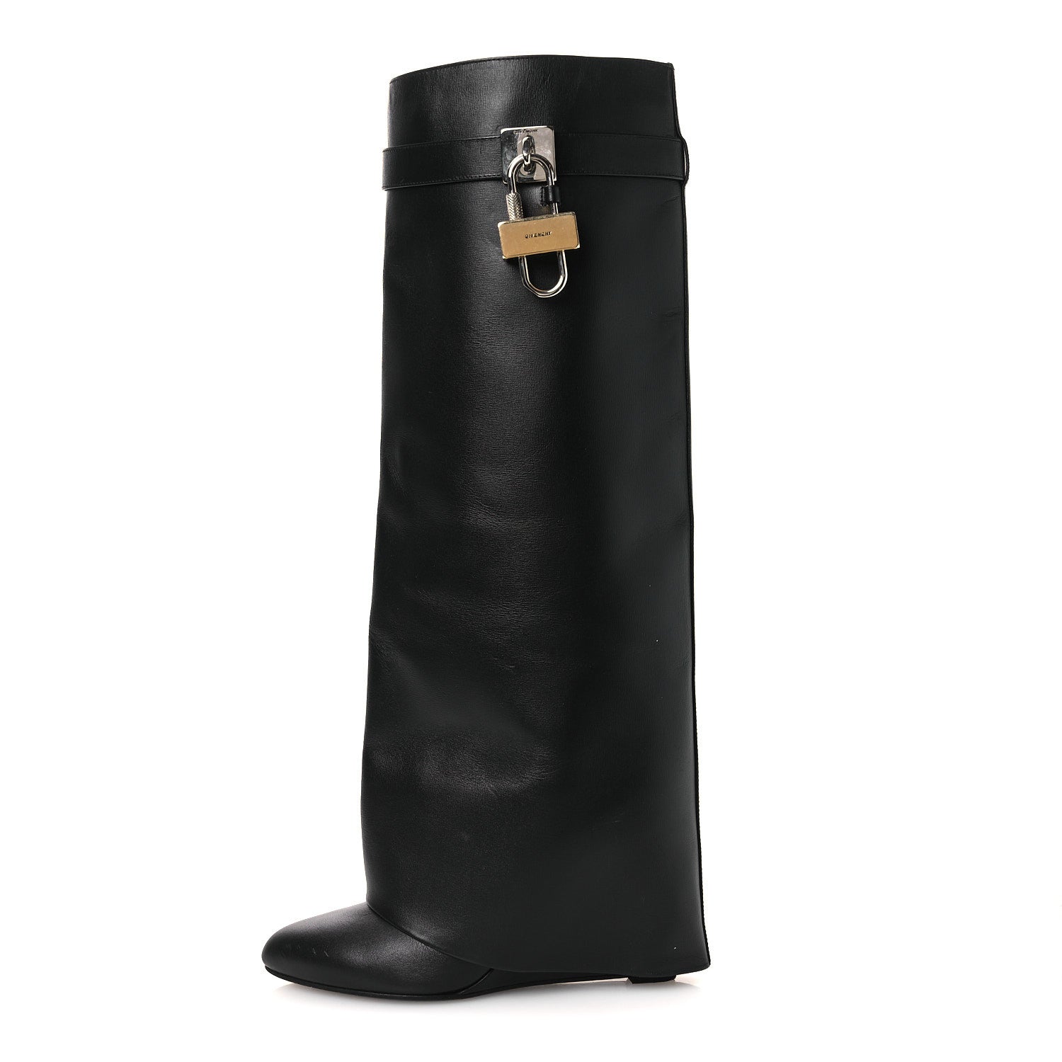 GIVENCHY BOX CALFSKIN SHARK LOCK PANT BOOT NATURAL BLACK