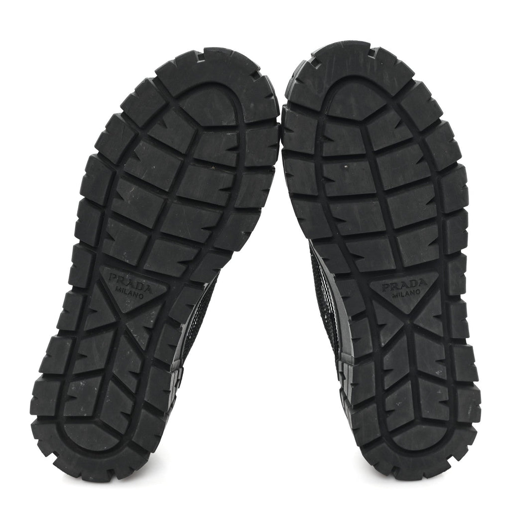PRADA RE-NYLON GABARDINE TRIANGLE LOGO DOUBLE WHEEL SNEAKERS BLACK