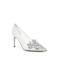 René Caovilla Veneziana 50mm Crystal Slingback Pump - White (high heel pump, not slingback)