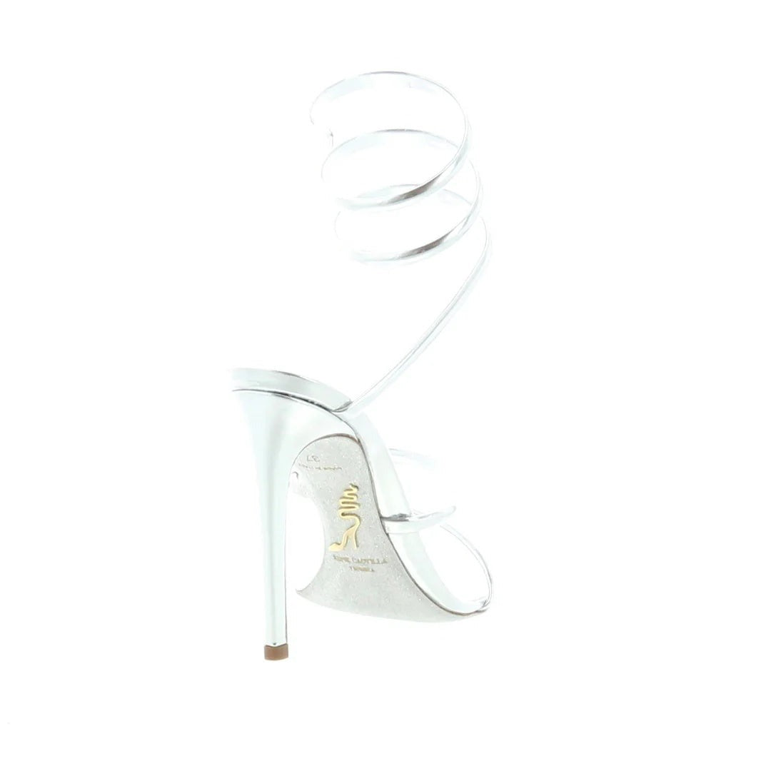René Caovilla Braid Cleo Ivory Sandal 105 - Silver