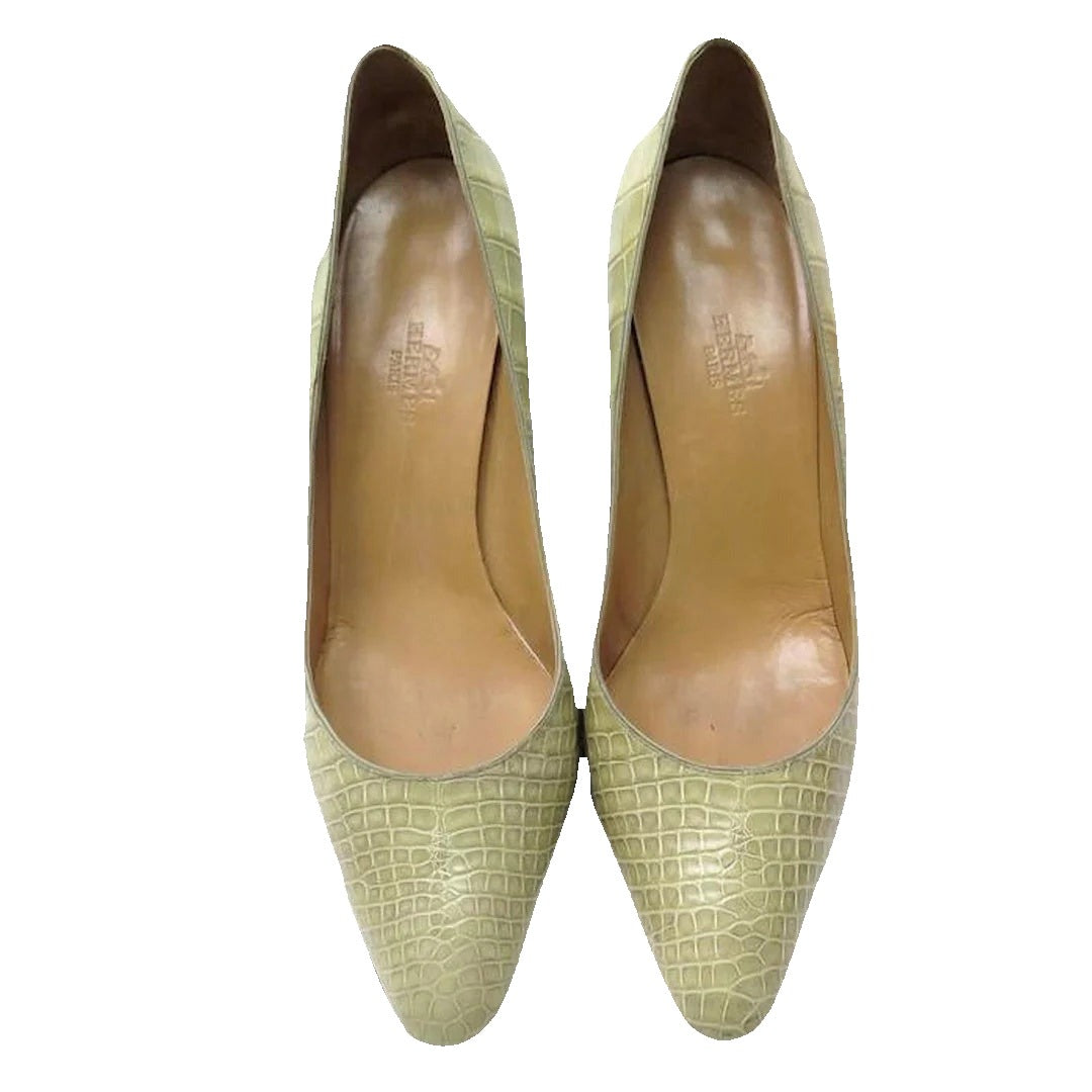 Hermès Majeste 60 Pump Beige - Green