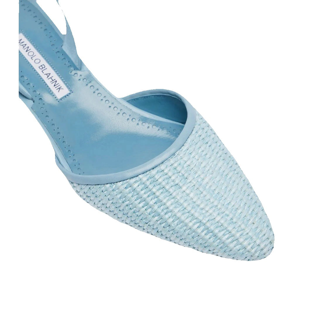 Manolo Blahnik BB Woven Raffia Pumps - Light Blue