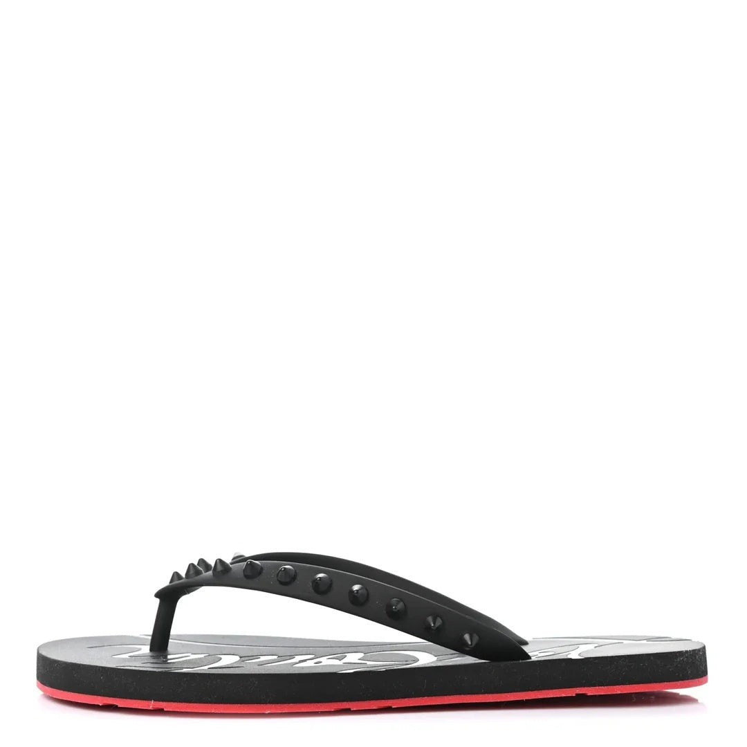 Christian Louboutin Loubi Donna Spike Flip Flops - Black/Red