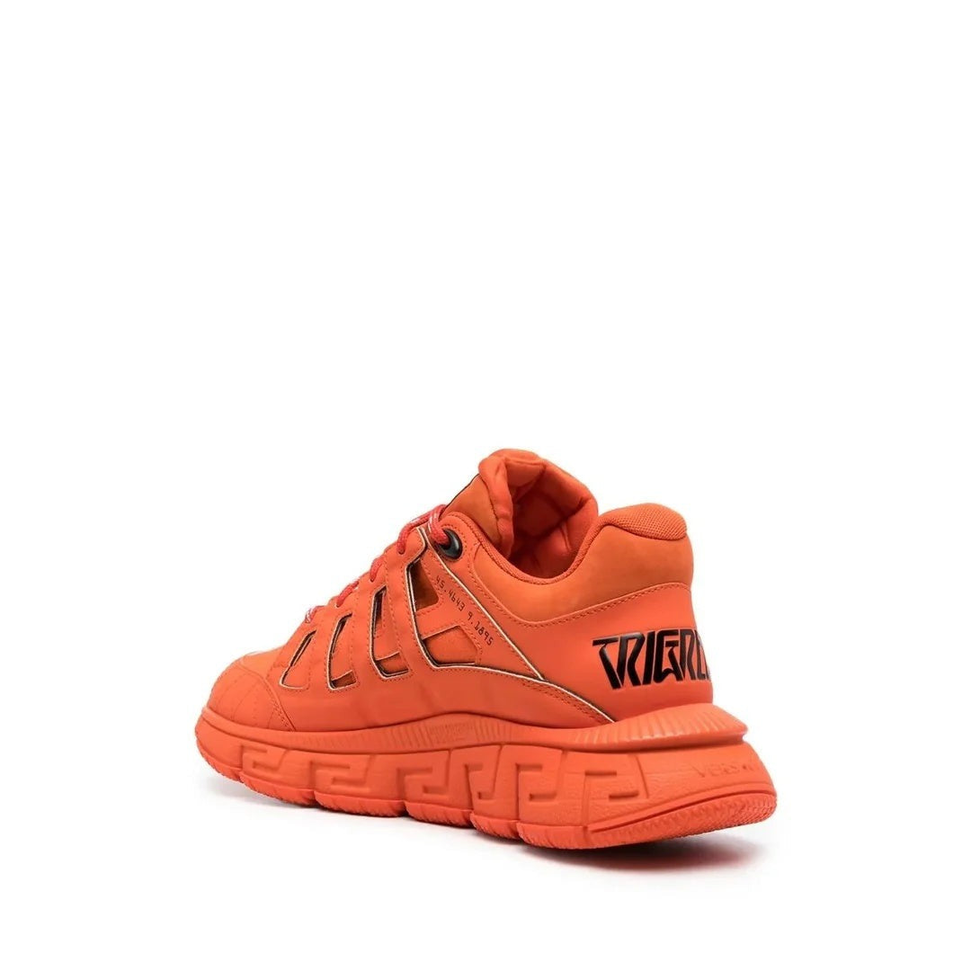 Versace Leather Trigreca Lace Up Sneakers - Orange
