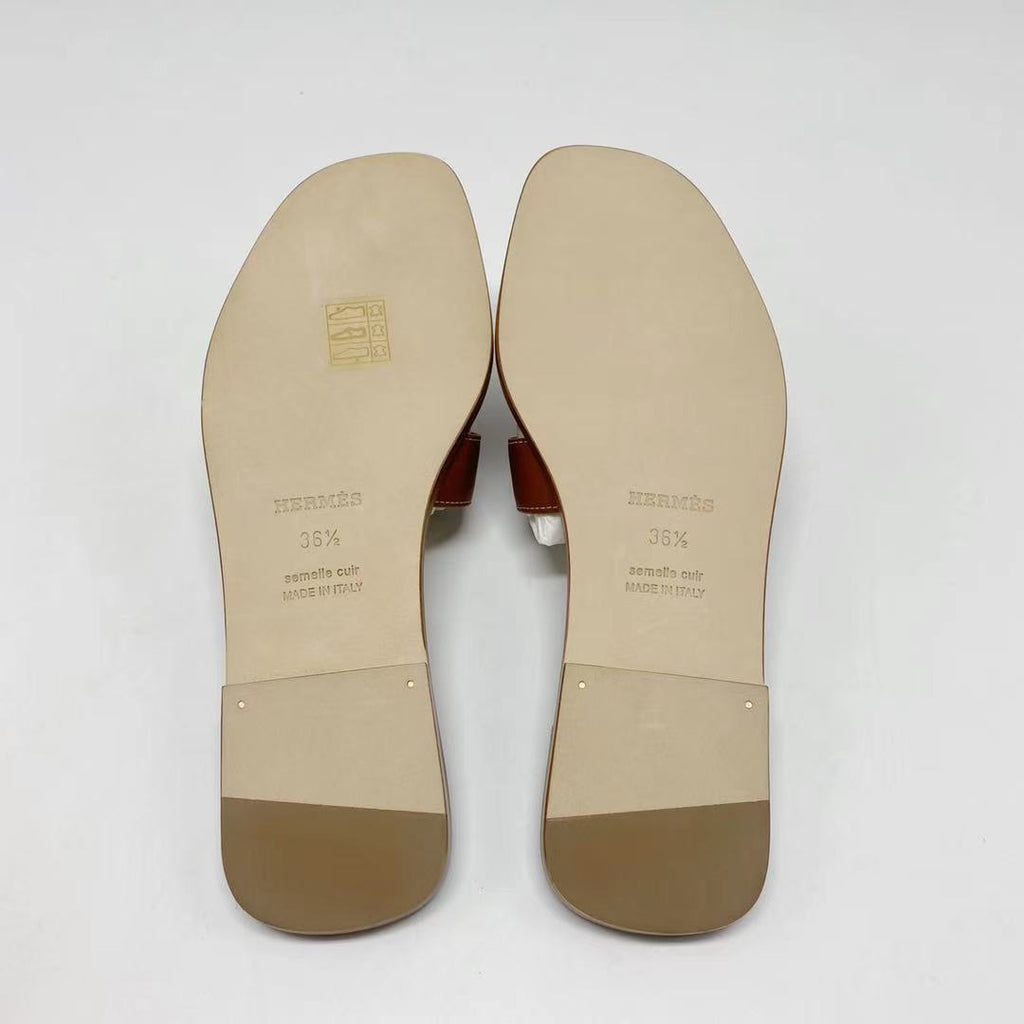 HERMES ORAN SANDAL GOLD VEAU BOX LEATHER