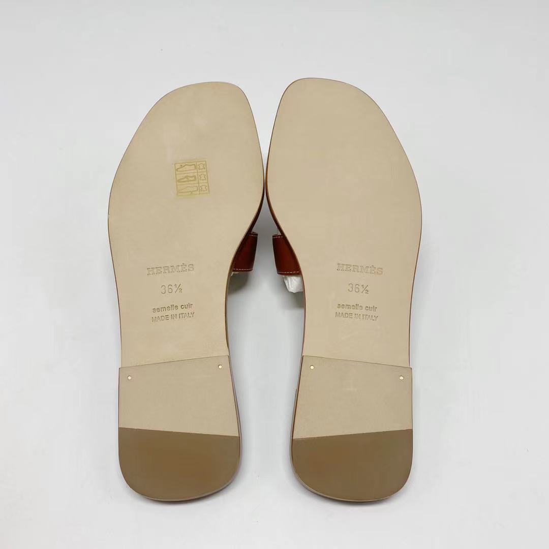 HERMES ORAN SANDAL GOLD VEAU BOX LEATHER