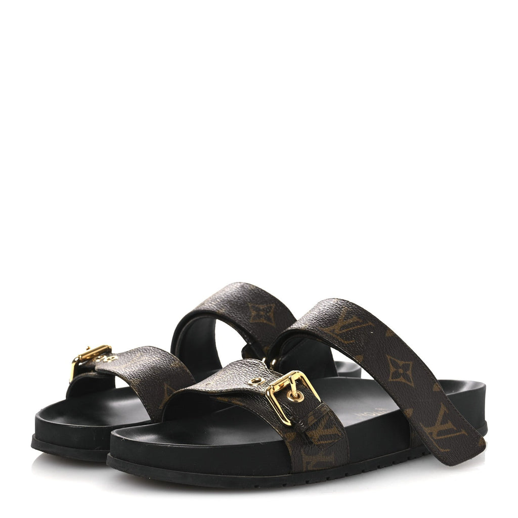 LOUIS VUITTON EMPREINTE BOM DIA MULE SANDALS BROWN MONOGRAM