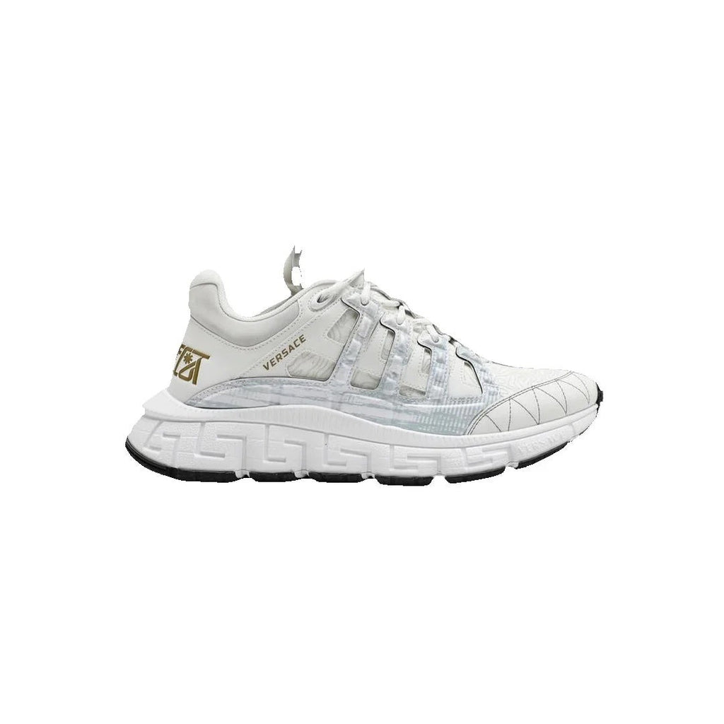 Versace Leather And Canvas Trigreca Sneakers - White/Gold