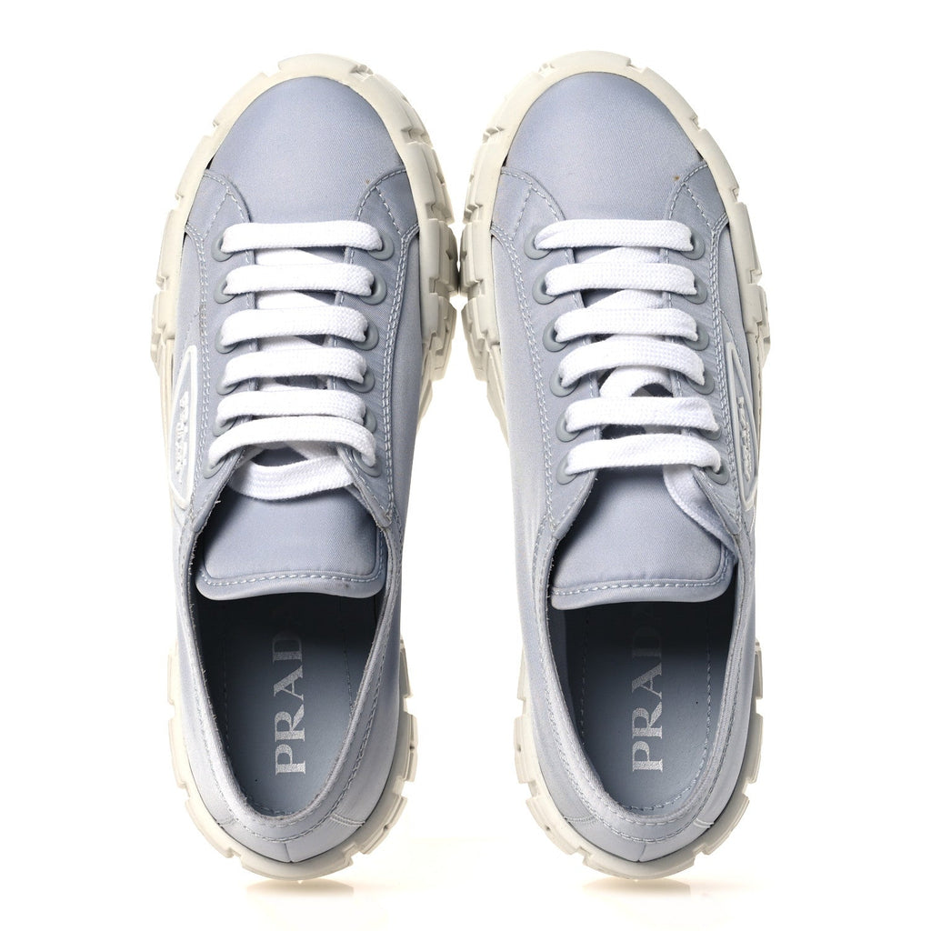 PRADA RE-NYLON GABARDINE TRIANGLE LOGO DOUBLE WHEEL SNEAKERS GREEN