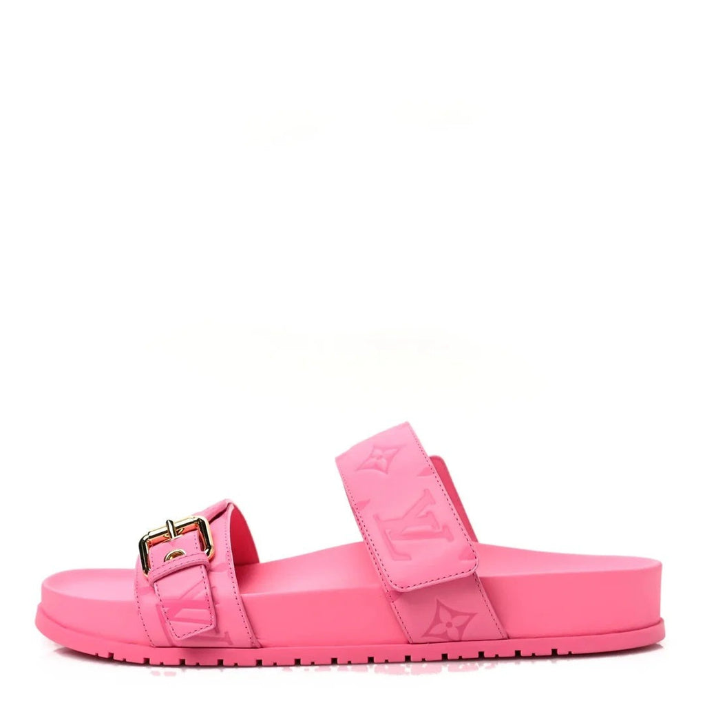 Louis Vuitton Patent Monogram Bom Dia Flat Mule Sandal - Pink