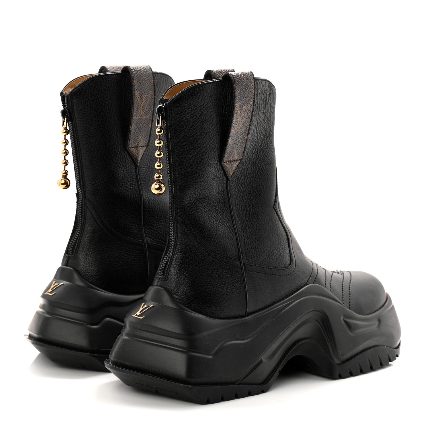 LOUIS VUITTON CALFSKIN MONOGRAM LV ARCHLIGHT . PLATFORM SNEAKER BLACK